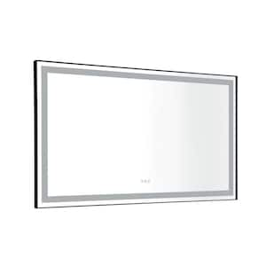 60 in. W x 36 in. H Large Rectangular Aluminium Framed LED Light Wall Mounted Bathroom Vanity Mirror in Black