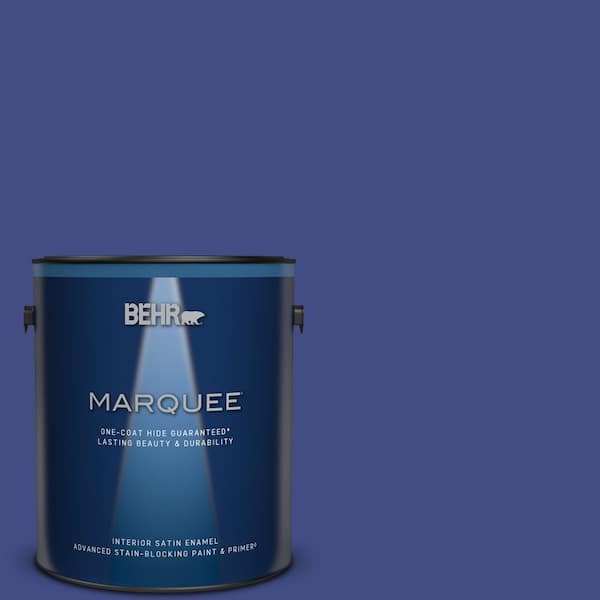 BEHR MARQUEE 1 gal. #MQ5-48 Boudoir Blue One-Coat Hide Satin Enamel Interior Paint & Primer