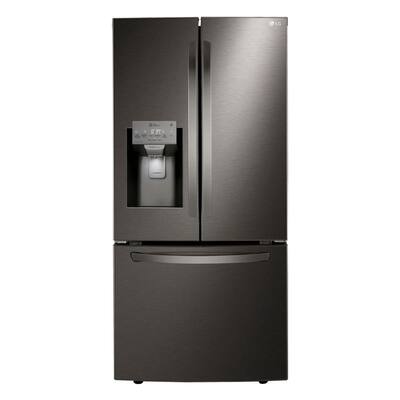 33 in. W 25 cu. ft. French Door Smart Refrigerator with Ice and Water Dispenser in PrintProof Black Stainless Steel