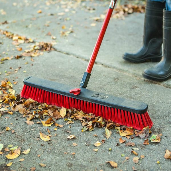24 in. High Power Multi-Surface Push Broom with 60 in. Steel Handle (2-Pack)
