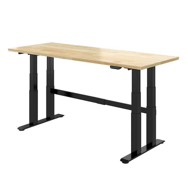 72 in. W x 36 in. D 4-Motor Electric Adjustable Height Workbench with Rubber Wood Tabletop