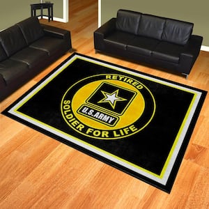 U.S. Army Black 8 ft. x 10 ft. Indoor Latex Backing Tufted Solid Nylon Rectangle Plush Area Rug