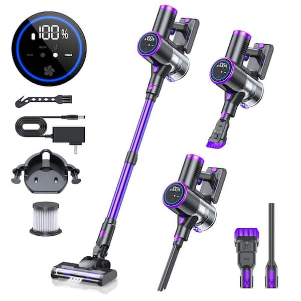 Bagless Cordless Stick Vacuum Cleaner w/ LED Display, 2 Modes 6-in-1 Lightweight Rechargeable for Home Hard Floor Carpet