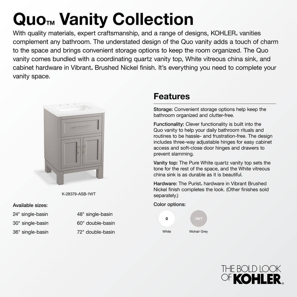 Quo 30" Mohair Grey Freestanding Bathroom Vanity with Quartz Top