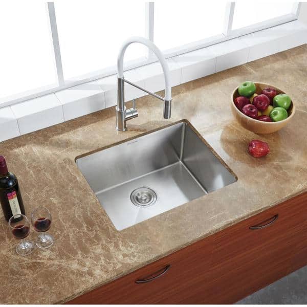 Professional Tight Radius 23 in. Undermount Single Bowl 16 Gauge Stainless Steel Kitchen Sink with Accessories