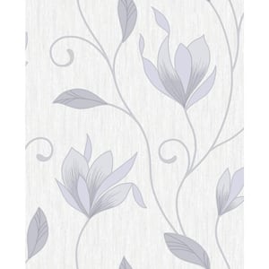 Synergy Grey Floral Trails Vinyl Peelable Roll (Covers 56.4 sq. ft.)