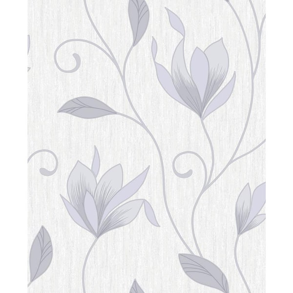 Crown Synergy Grey Floral Trails Vinyl Peelable Roll (Covers 56.4 sq. ft.)