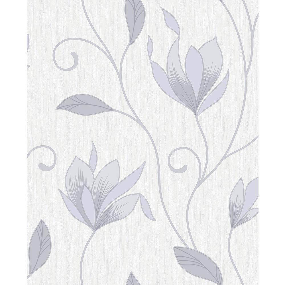 Crown Synergy Grey Floral Trails Sample Grey Wallpaper