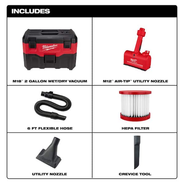 Milwaukee M18 18-Volt 2 Gal. Lithium-Ion Cordless Wet/Dry Vacuum