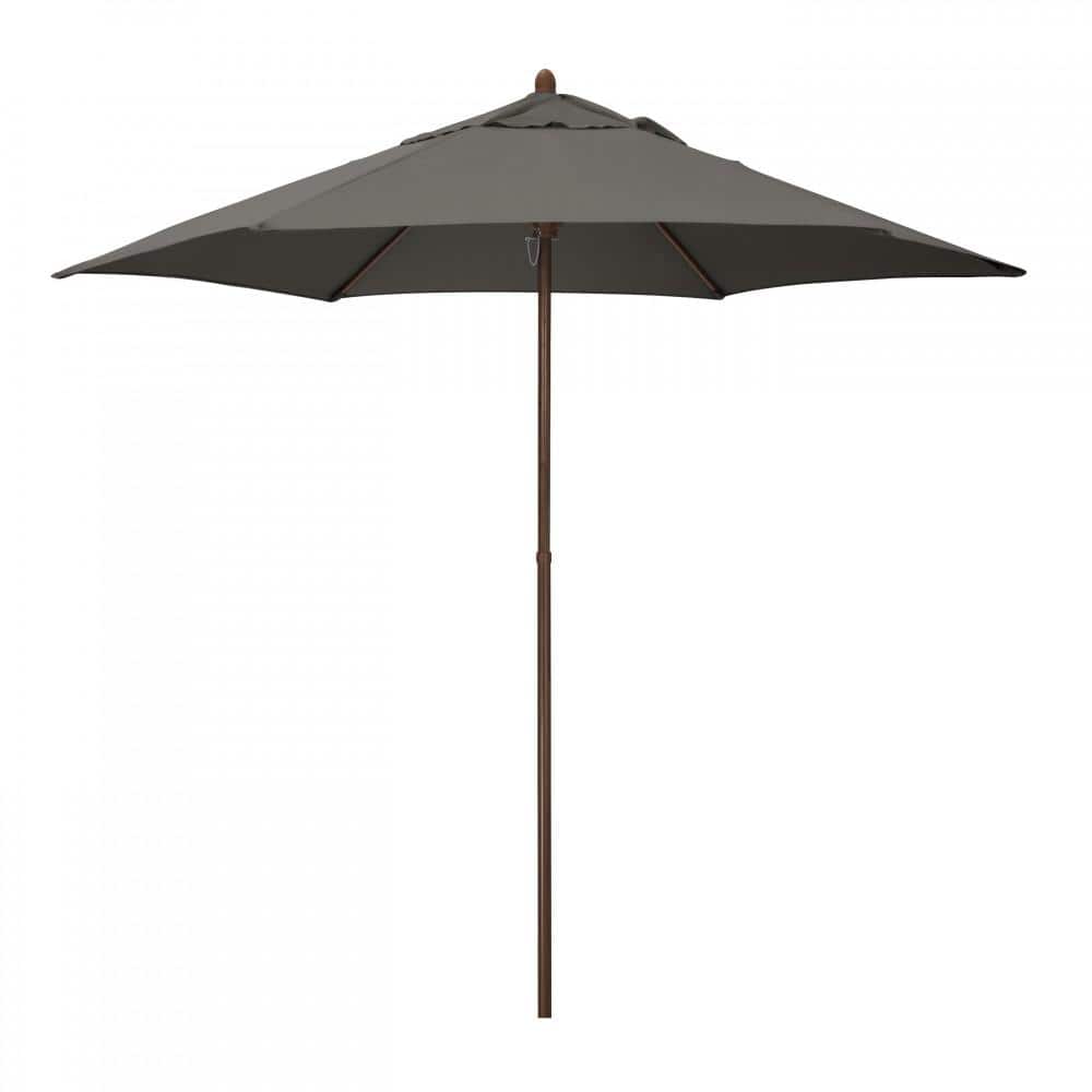 astella 9' wood-grain market patio umbrella Astella 9 ft. Wood-Grain Steel Push Lift Market Patio Umbrella in Polyester Taupe Fabric