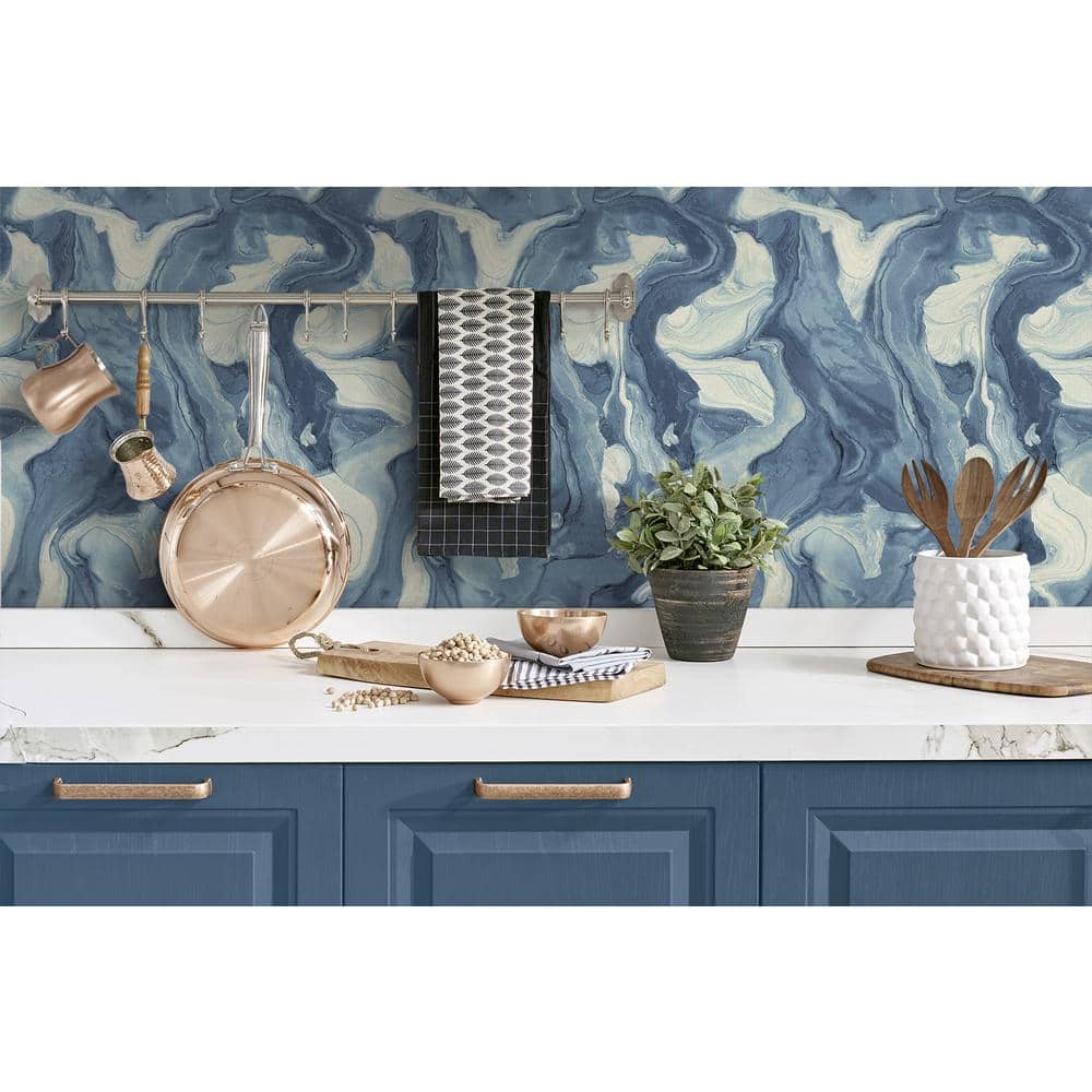 Blue Marble Self-Adhesive Vinyl Peel and Stick Wallpaper