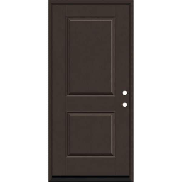 Steves & Sons Regency 36 in. x 80 in. 2P Squaretop LHIS Hickory Stain Fiberglass Prehung Front Door with 6-9/16 Jamb