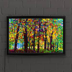 "Standing Room Only" by Mandy Budan Framed with LED Light Abstract Wall Art 16 in. x 24 in.