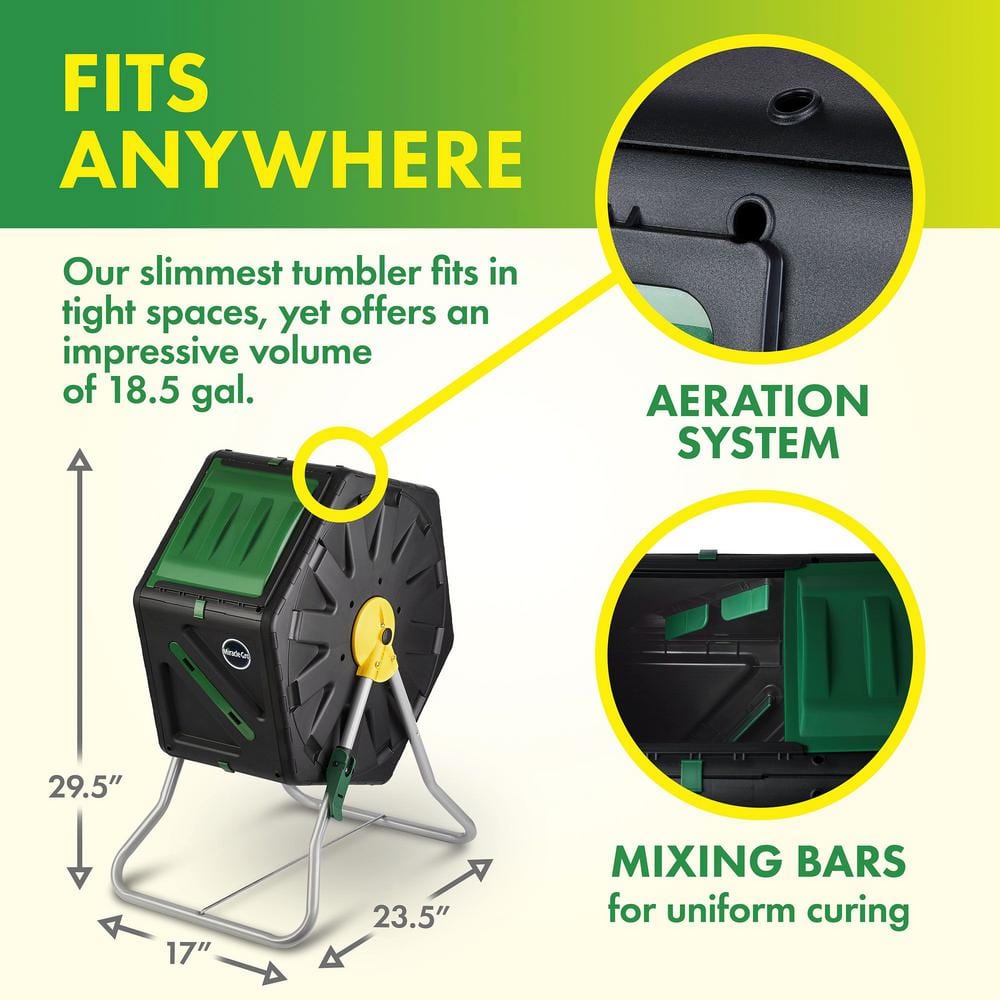 18.5 Gal. (70 l) Capacity Heavy-Duty Compact Single Chamber Outdoor Garden Tumbling Composter Bin