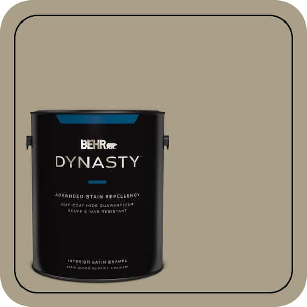 BEHR DYNASTY 1 gal. #N340-4 Tent Green One Coat Hide Satin Enamel Interior Stain-Blocking Paint and Primer