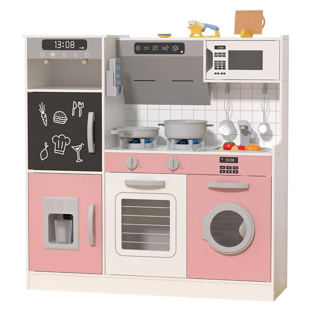 Premium Wooden Kids Play Kitchen Set with 28 Pcs Toy Food&Cookware Accessories,Lights & Sounds,Safe Pretend Cooking Toy price history on PriceWatchPro