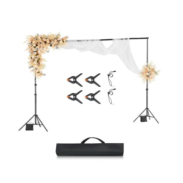 VEVOR Backdrop Stand, 10 ft. x 10 ft. Adjustable Backdrop Stand it, Portable Background Backdrop with 4-Crossbars Black Steel