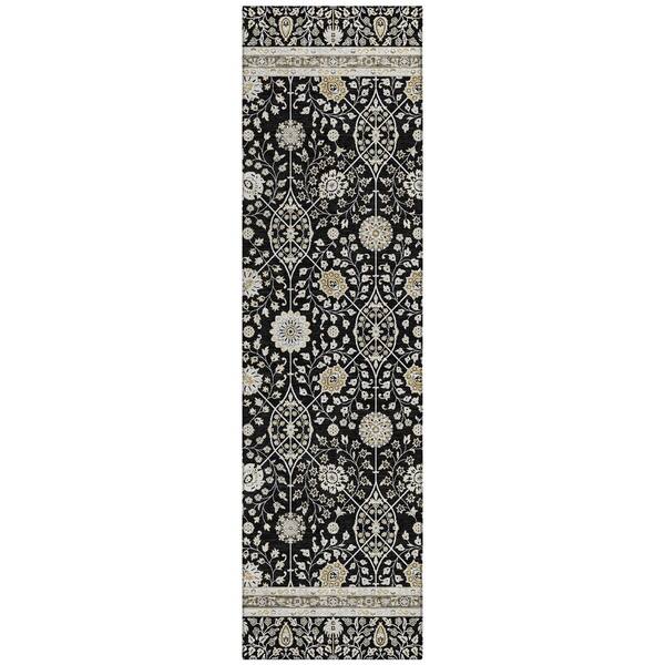 Chantille Machine Washable Indoor/Outdoor Abstract ACN3047 Black 2 ft. x 7 ft. Runner Rug