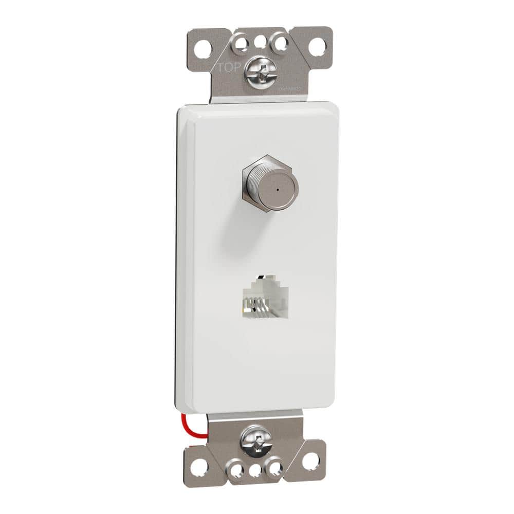 X Series 1-Gang Standard Combination RJ 11 Telephone Jack CATV F Coupler Decorator Strap Metal Wall Plate Matte White price history on PriceWatchPro