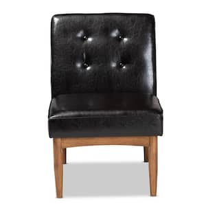 Arvid Dark Brown and Walnut Brown Faux Leather Dining Chair