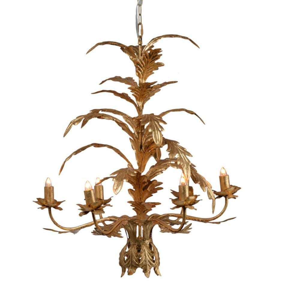 30 in. 6-Light Gold Metal Chandelier Hanging Light Fixture with Adjustable Chain (Bulb not Included) price history on PriceWatchPro