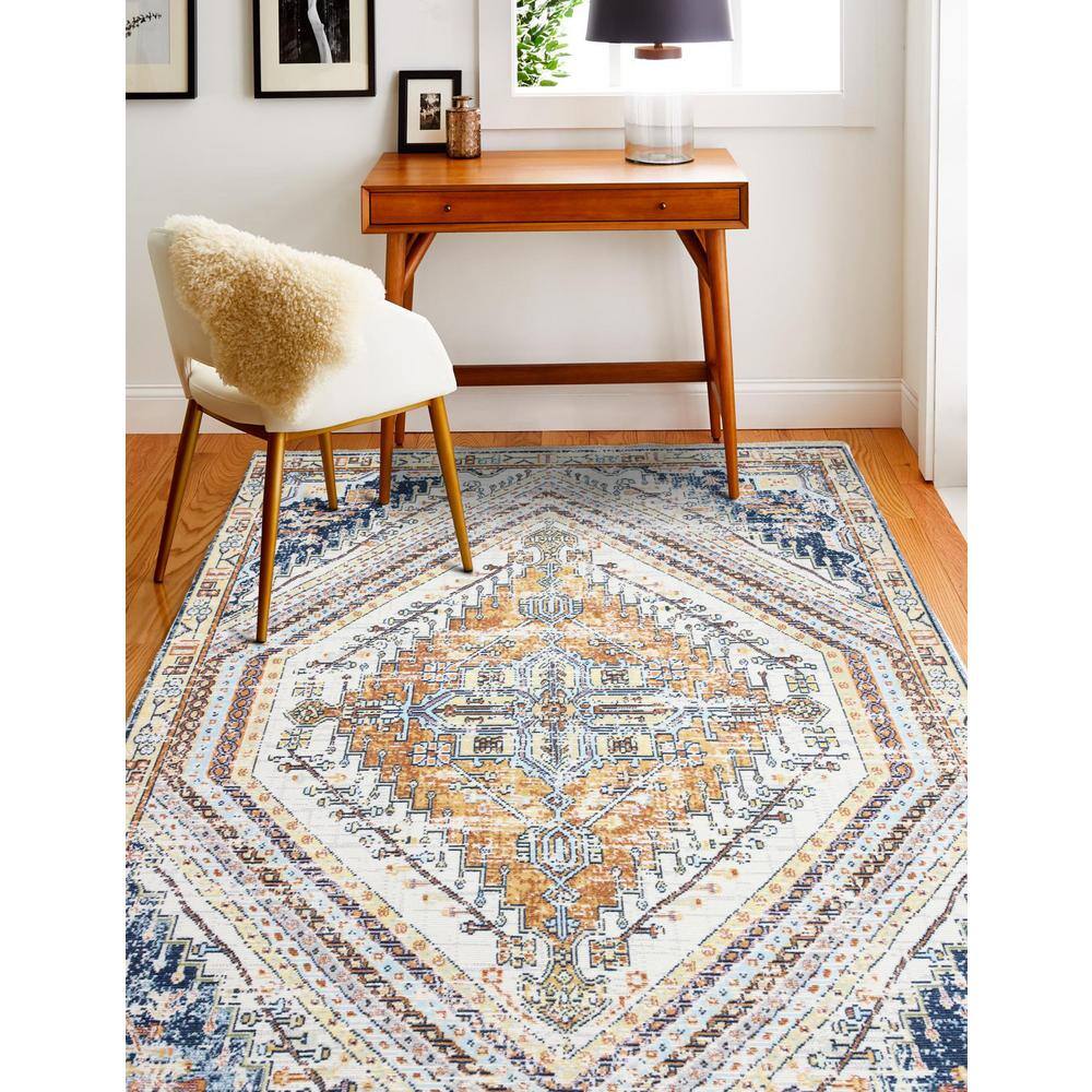 Ivory Sparkle Easy-Care Synthetic 8' x 10' Area Rug