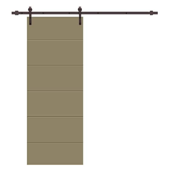 CALHOME Modern Classic 24 in. x 96 in. Olive Green Stained Composite MDF Paneled Sliding Barn Door with Hardware Kit