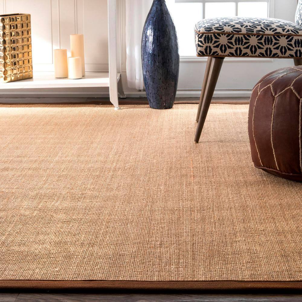 Eco-Friendly Handmade Sisal 4'x6' Rug with Non-Slip Latex Backing in Brown