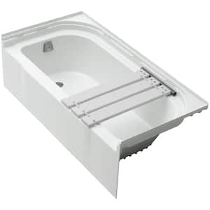 Accord 5 ft. Left Drain Rectangular Alcove Soaking Tub with Seat in White