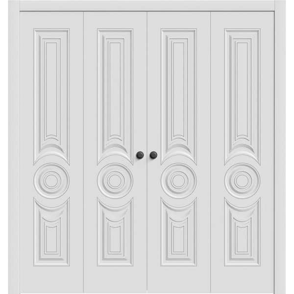 7855 72 in. x 96 in. Sold Core White Enamel Color Wood Bi-fold Door with Hardware