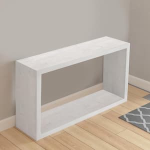 52 in. Washed White Rectangle Rustic Mango Wood Console Table with Open Frame