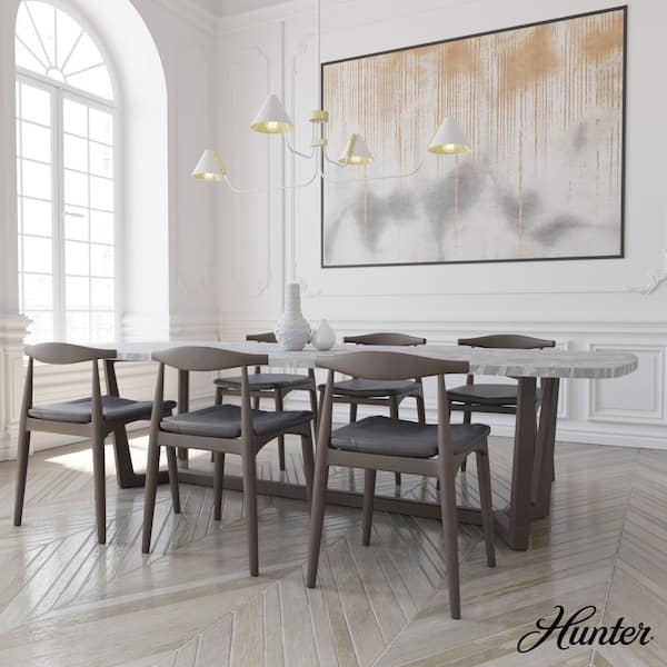 Hunter Grove Isle 4 Lights Matte White Chandelier with Metal Shades Dining Room Light