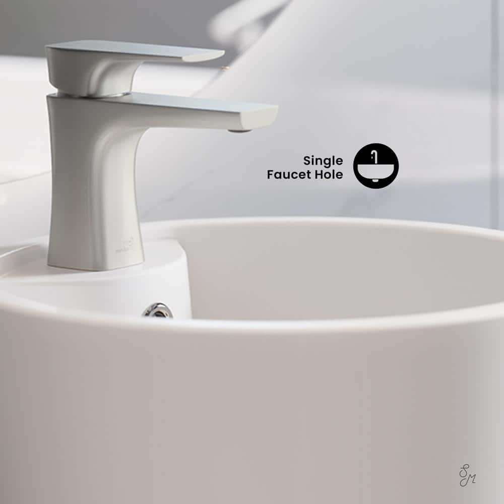 Monaco 33" Matte White Ceramic Pedestal Bathroom Sink