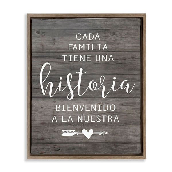Stupell Industries Family History Translation by Lettered and Lined Brown Floater Frame Typography Graphic Art Print 21 in. x 17 in.