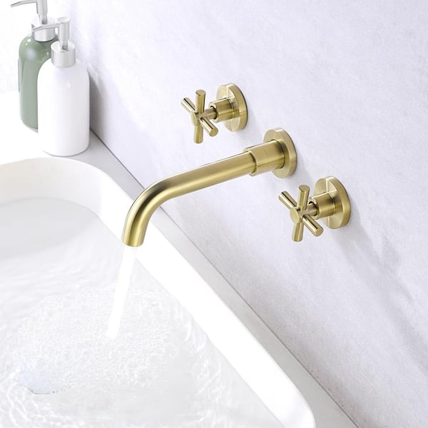 ‎⁦‪(∪•ﻌ•∪) バルーンブーケ SUMERAIN Modern Double Handle Wall Mounted Bathroom Faucet
