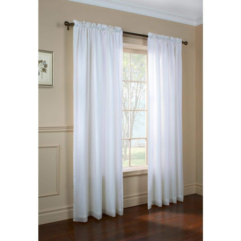 White Polyester Light-Filtering Rod Pocket Kids Curtain Panel