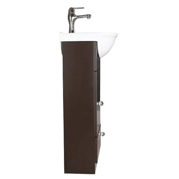 Renovators Supply Manufacturing Mahayla 17 3 4 In Bathroom Vanity Sink Combo In Dark Oak With Ceramic Sink In White With Faucet Drain And Overflow 21954 The Home Depot