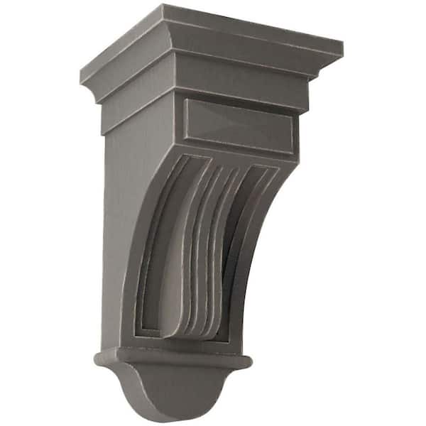 Ekena Millwork 6-1/2 in. x 12 in. x 6-1/2 in. Reclaimed Grey Raised Fluting Wood Vintage Decor Corbel