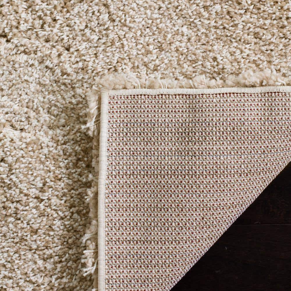 Santa Monica Beige Shag Rug, 4' x 6', Synthetic Blend