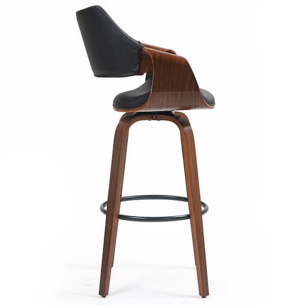 Beasley 30in. Black Wood Bar Stool with Faux Leather Seat 1 (Set of Included)