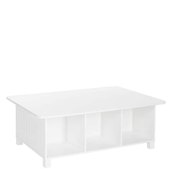 Kids White Desk, Activity and Play Table with 6-Storage Cubbies