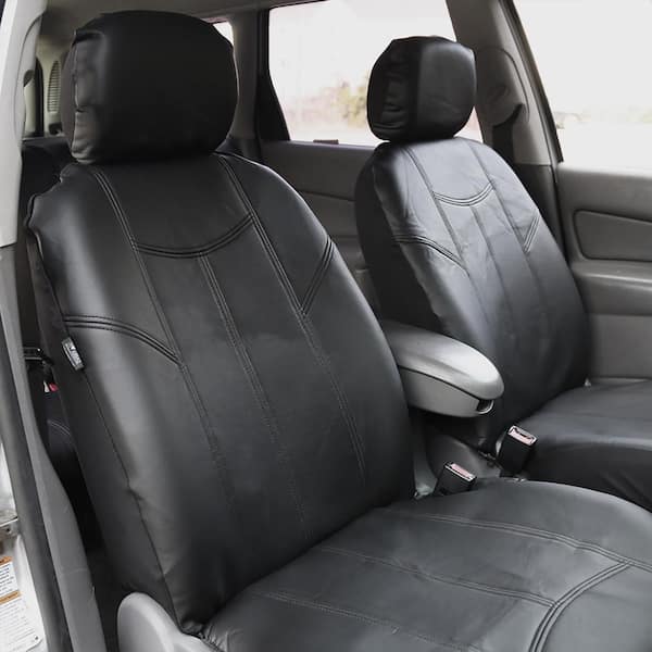 PU Leather 47 in. x 23 in. x 1 in. Rome Half Set Front Seat Covers