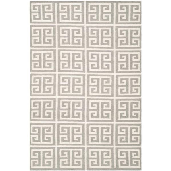 SAFAVIEH Dhurries Grey/Ivory 3 ft. x 5 ft. Area Rug