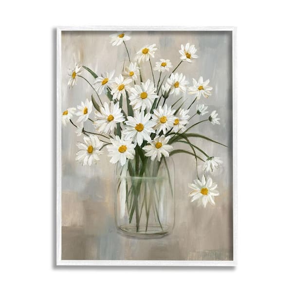 The Stupell Home Decor Collection Daisy Bloom Bouquet Potted Flowers Abstract Pattern by Nan Framed Nature Art Print 20 in. x 16 in.