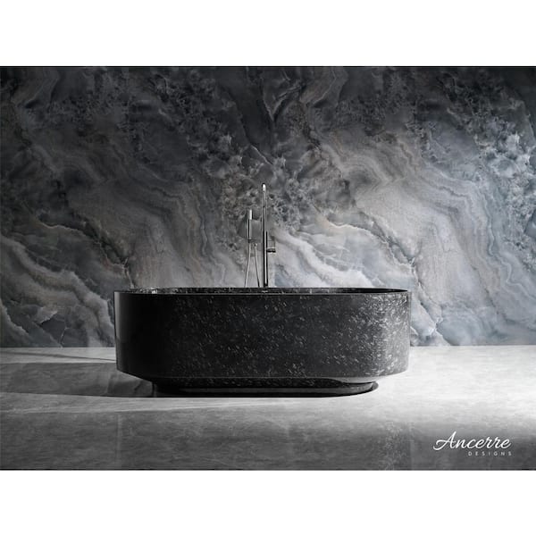 Ancerre Designs Odessa 67 in. x 30.7 in. Forged Carbon Fiber Soaking Bathtub with Center Drain in Black