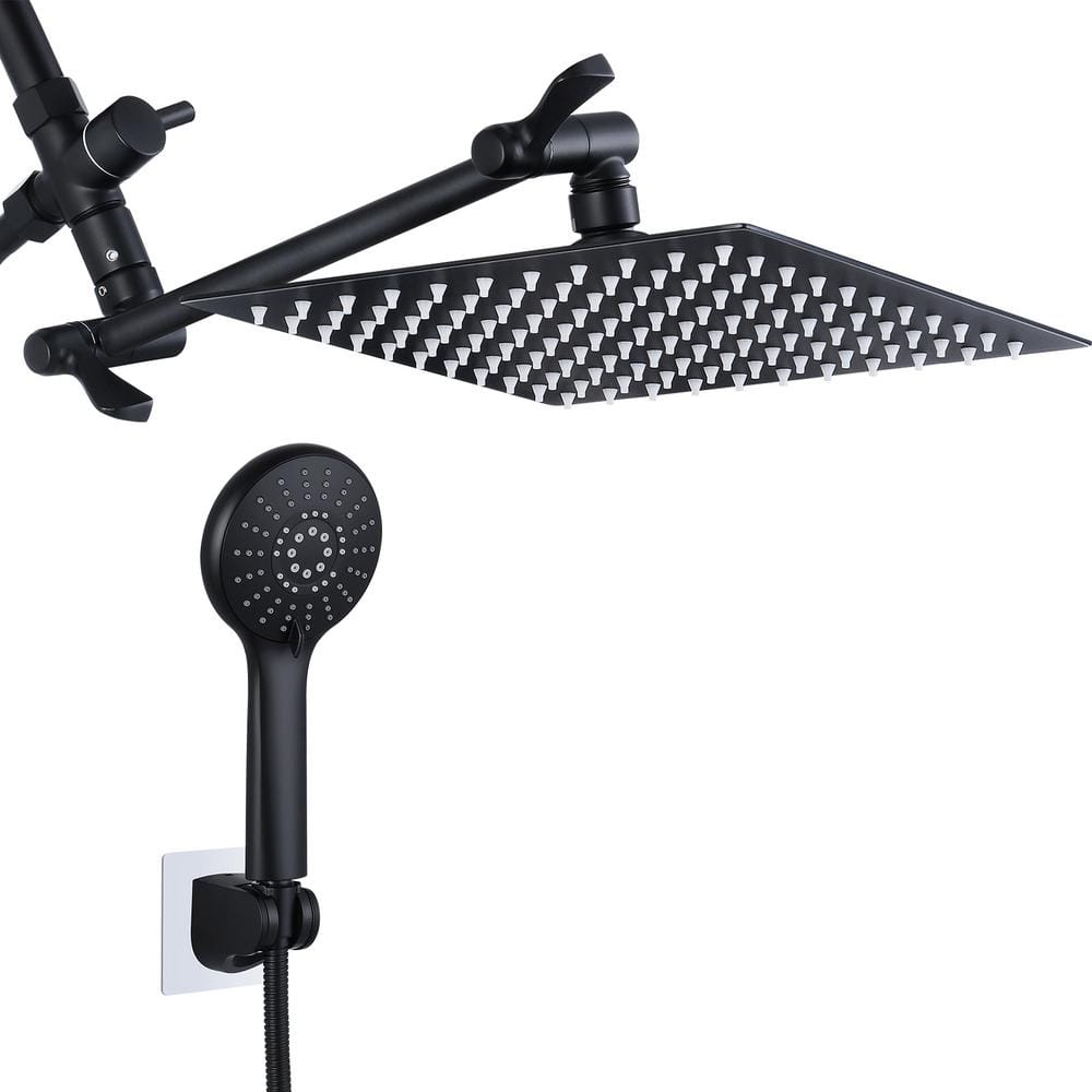 8-spray Patterns 10 in. Wall Mount Dual Shower Head and Handheld Shower Hea