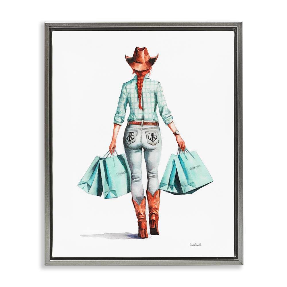 Trendy Country Cowgirl by Amanda Greenwood Gray Floater Frame People Graphic Art Print 31 in. x 25 in. price history on PriceWatchPro