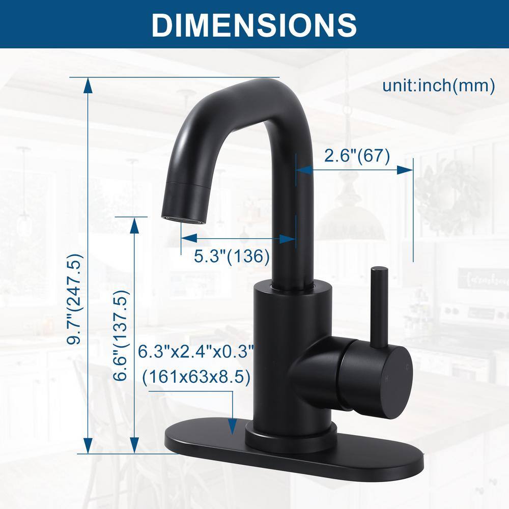 Matte Black Stainless Steel Single Handle Bar Faucet
