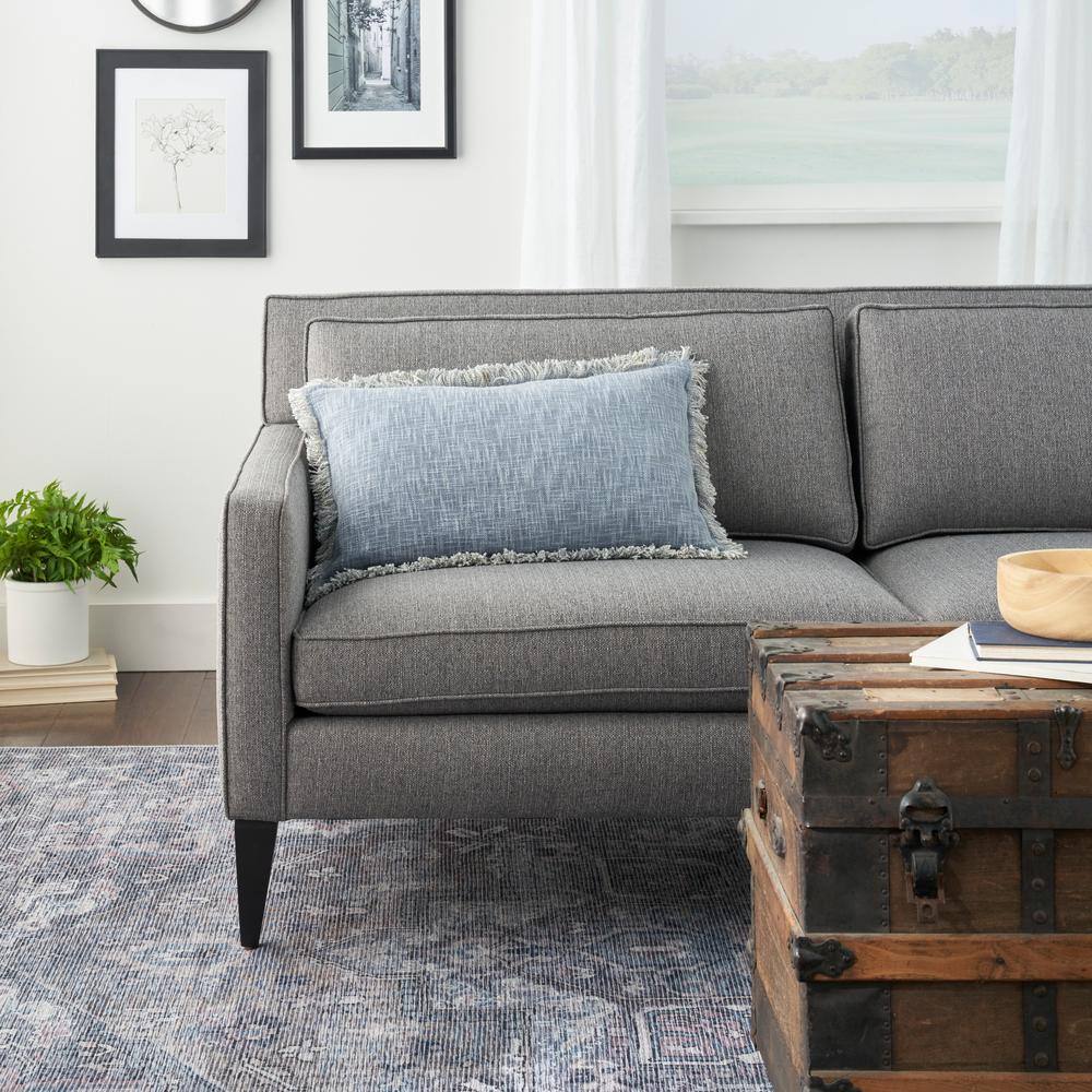 Ocean Blue Cotton Stonewash Lumbar Throw Pillow