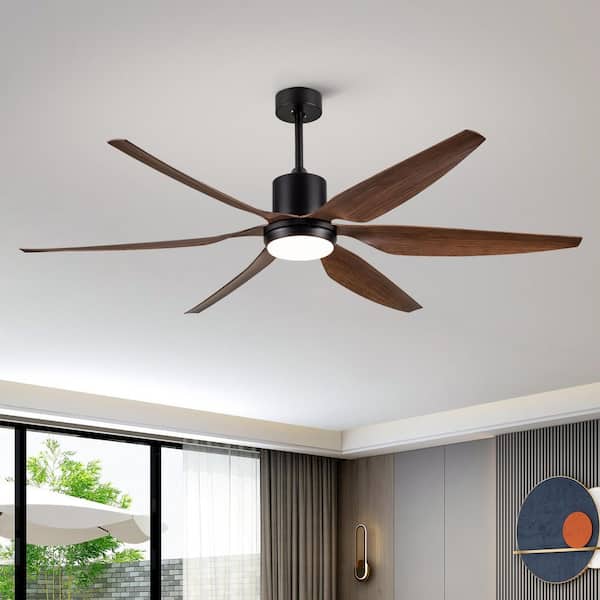 Splenda 66 in. Smart Indoor Farmhouse Matte Black Ceiling Fan with Light, Faux Wood Blades and Remote Control